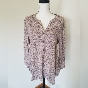 Floral Button-Up Blouse - Purple
